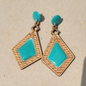 Handmade Wood Dangle Earrings